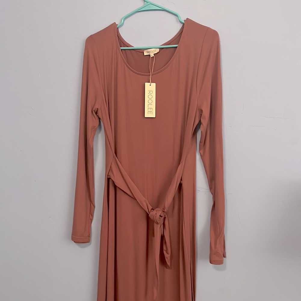 Roolee pink maxi tie back dress L/XL